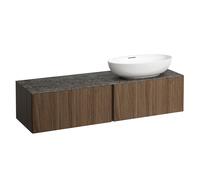 LAUFEN Il Bagno Alessi Élément à tiroirs, 1 trou pour robinet, plaque de pierre Marrone Naturale, découpe à droite, 160x50x37cm, pour vasque de toilette H81897 5, H4323560976301, H4323560976301, Color