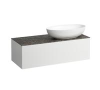 LAUFEN Il Bagno Alessi Élément à tiroirs, 1 trou pour robinet, plaque de pierre Marrone Naturale, découpe à droite, 120x50x37cm, pour vasque de toilette H81897 7, H4323190979991, H4323190979991, Color