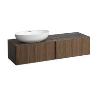 LAUFEN Il Bagno Alessi Élément à tiroirs, 1 trou pour robinet, plaque de pierre Marrone Naturale, découpe à gauche, 160x50x37cm, pour vasque de toilette H81897 5, H4323550976301, H4323550976301, Color