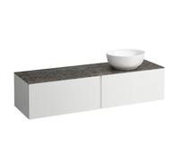 LAUFEN Il Bagno Alessi Élément à tiroirs, 1 trou pour robinet, plaque de pierre Marrone Naturale, découpe à droite, 160x50x37cm, pour vasque de toilette H81897 5, H4323560979901, H4323560979901, Color
