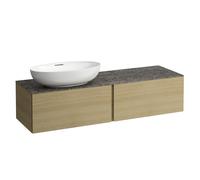 LAUFEN Il Bagno Alessi Élément à tiroirs, 1 trou pour robinet, plaque de pierre Marrone Naturale, découpe à gauche, 160x50x37cm, pour vasque de toilette H81897 5, H4323550972501, H4323550972501, Color