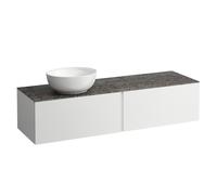 LAUFEN Il Bagno Alessi Élément à tiroirs, 1 trou pour robinet, plaque de pierre Marrone Naturale, découpe à gauche, 160x50x37cm, pour vasque de toilette H81897 5, H4323550979901, H4323550979901, Color