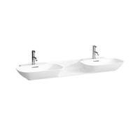 Laufen INO lavabo double, 1 trou de robinetterie par vasque, avec trop-plein, 1420x450mm, H8143047571041, H8143047571041, Colorazione: Bianco opaco