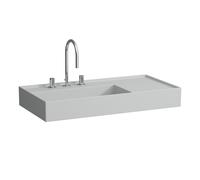 Lavabo Laufen Kartell, 2 fori per rubinetto, senza troppopieno, mensola a destra, 900x460 mm, H810338, Colorazione: Grigio opaco