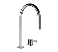 LAUFEN Kartell Mitigeur de lavabo 2 trous, bec pivotant, sans vidage, saillie 166 mm, H3113320902201, H3113320902201, Colorazione: acciaio inossidabile spazzolato