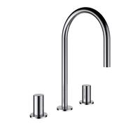 LAUFEN Kartell Mitigeur de lavabo 3 trous, bec pivotant, sans vidage, saillie 166 mm, H3123330902201, H3123330902201, Colorazione: acciaio inossidabile spazzolato