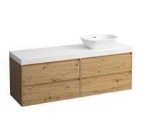 LAUFEN LANI Plan de lavabo blanc mat incl. meuble bas, 1 découpe à droite, 1570x495x580mm, H4045931122671, H4045931122671, Colorazione: Quercia selvatica