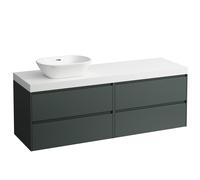 LAUFEN LANI Plan de lavabo blanc mat incl. meuble sous-lavabo, 1 découpe à gauche, 1570x495x580mm, H4045921122661, H4045921122661, Colorazione: Grigio traffico