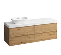 LAUFEN LANI Plan de lavabo blanc mat incl. meuble sous-lavabo, 1 découpe à gauche, 1570x495x580mm, H4045921122671, H4045921122671, Colorazione: Quercia selvatica