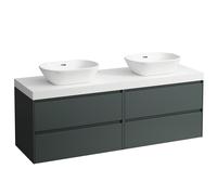LAUFEN LANI Plan de lavabo blanc mat incl. meuble sous-lavabo, 1 découpe à gauche et à droite, 1570x495x580mm, H4045941122661, H4045941122661, Colorazione: Grigio traffico
