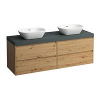 LAUFEN LANI Plan de lavabo gris trafic incl. meuble sous-lavabo, 1 découpe à gauche et à droite, 1570x495x580mm, H4055941122671, H4055941122671, Colorazione: Quercia selvatica