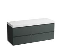 LAUFEN LANI Plan de toilette blanc mat avec meuble sous-lavabo, sans découpe, grand tiroir à droite, 1370x495x580mm, H4045811122661, H4045811122661, Colorazione: Grigio traffico