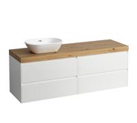 LAUFEN LANI Plan de toilette chêne sauvage incl. meuble sous-lavabo, 1 découpe à gauche, 1570x495x580mm, H4065921122601, H4065921122601, Colorazione: Bianco opaco