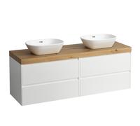 LAUFEN LANI Plan de toilette chêne sauvage incl. meuble sous-lavabo, 1 découpe à gauche et à droite, 1570x495x580mm, H4065941122601, H4065941122601, Colorazione: Bianco opaco