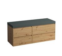 LAUFEN LANI Plan de toilette gris trafic, avec meuble sous-lavabo, sans découpe, grand tiroir à droite, 1370x495x580mm, H4055811122671, H4055811122671, Colorazione: Quercia selvatica