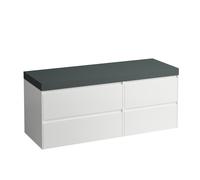 LAUFEN LANI Plan de toilette gris trafic, avec meuble sous-lavabo, sans découpe, grand tiroir à gauche, 1370x495x580mm, H4055801122611, H4055801122611, Colorazione: Bianco lucido