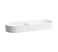 Bacinella doppio lavabo Running Sonar, senza foro per rubinetto, senza sfioratore, 1000x370mm, incl. coperchio in ceramica per valvola di scarico, bianco, Colorazione: Neve (bianco opaco)