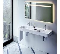 Lavabo doppio Laufen VAL, 1 foro per rubinetto, con sfioratore, 1200x420 mm, zona semisecco centrale, H814282, Colorazione: Bianco