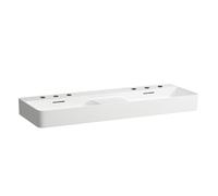 Lavabo doppio Laufen VAL, 3 fori per rubinetto, con sfioratore, 1200x420 mm, zona semisecco centrale, H814282, Colorazione: Bianco