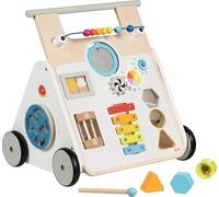 goki 59961 KiddyCruiser - Girello multifunzione in legno, con tirinto a sfera, xilofono, specchio, scatola di smistamento, puzzle rotante, freno e molto altro ancora, 33 cm x 41 cm x 44 cm, a partire