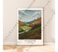 Laugavegur Poster Islanda da Viaggio Stampa Illustrazione Muro Art Décor