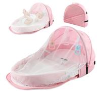 LAUGER PORTATIVA BABY CON GIOCHIO E MESSH NET, MORSO COMETTO COMETTI PORTABILE LETTO PORTABILE CON CINTURA DI SICUREZZA, COPERE DI VERA POSSIBILI RIMOVIBILE PER 0-2 BAMBINI, BEDI, LOUNGER