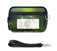 Laughing Tree Frog Mini Zip Card Case per donne uomini con finestra ID Frog Portafoglio portatile leggero piccolo portamonete cerniera borsa organizer per carte