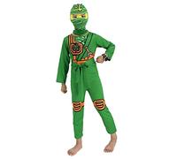 laughZuaia Costume da guerriero ninja, per bambini, Halloween, cosplay, party, giochi di ruolo per bambini (120, verde)