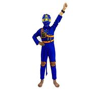 laughZuaia Costume da guerriero ninja, per bambini, Halloween, cosplay, party, giochi di ruolo per bambini (140, blu)