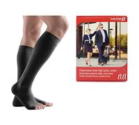 Lauma Medical , calze medicali a compressione aperta da 23 a 32 mmHg di classe 2, vene varicose, gonfiore alle gambe, dolore ai polpacci e ai piedi (Corto, taglia L, nero) AD208-3K-9999