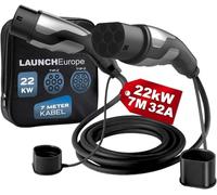 Launch Cavo Ricarica Auto Elettrica Tipo 2, 22KW/7M/32A/3 Fase, Cavo Tipo 2 con Borsa per E Auto EV/PHEV Tipo 2 a Tipo 2 Mode 3 Cavo di Ricarica per T-Mode/E-Golf-Veicoli di Serie, Certificato TÜV
