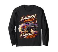 Launch Hard Finish Fast Drag Racing Muscle Car Maglia a Manica
