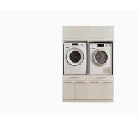 Laundreezy, 2 x Armadietto per lavatrice, con 2 unità di estensione, bianco, mobile sopraelevato, con certificazione TÜV, tanto spazio, 135 x 200 x 67,5 cm