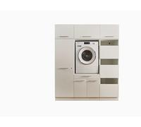 Laundreezy Armadio lavatrice, multiuso, con 3 unità di estensione, bianco, con certificazione TÜV, per lavanderia, 167,5 x 200 x 67,5 cm (larghezza x altezza x profondità)
