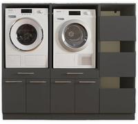 Laundreezy Doppio armadietto lavatrice, con unità per lavanderia, grigio antracite, mobile sopraelevato, con certificazione TÜV, tanto spazio, 185 x 162 x 67,5 cm