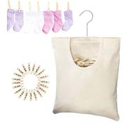 Laundry Bag, Clothespin Bag, 12.6x10.63 Inches, Peg Holder, Wide Mouth Clip Organizer with 20 Pins for Yard, Backyard, Balcony, Terrace, Bedroom, Room, Clothesline, Outdoor Drying