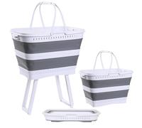 Laundry Basket - 26L Foldable | Elevated PP Washing Tray with Drain