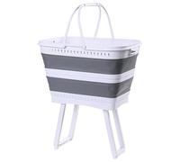 Laundry Basket | 26L Large Foldable Elevated Organizer | Dirty Clothes Bin With Bamboo Handles and A Removable Bag | For Home Bathroom Bedroom Kitchen Camping Toy Snack Food Fruit Vegetable