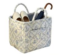 Laundry Basket - Cotton Cloth 32x26x25cm | Foldable Floral Clothes Basket, Quilted Storage Hamper | Household Organizer For Home, Bedroom, Living Room, Nursery, And Dormitory