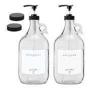 Laundry Detergent Dispenser for Laundry Room - Two Half Gallon Glass Jugs for Fabric Softener Dispenser, Liquid Laundry Soap Dispenser and Bleach - 64 oz. Black Commercial Liquid Pump Dispenser