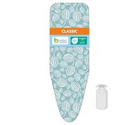 LaundrySpecialist Rivestimento classico per asse da stiro - 2 strati con schiuma da 3 mm - 100% cotone BCI - permeabile al vapore - chiusura a cordoncino - adatta fino a 42 × 124 cm - foglie di