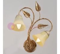 LAURA Applique a parete a 2 Luci in Ferro Stile Rustico Floreale