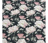Laura Ashley 3,25 MTR Peonie Grigio Fumo Scuro/Rosa Tessuto In Lino
