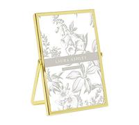 Laura Ashley 4x6 Gold Flat Metal Picture Frame (Vertical) with Pull-Out Easel Stand, Made for Tabletop, Counterspace, Shelf and Desk