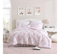 Laura Ashley Biancheria da letto reversibile in cotone con federe abbinate, decorazione per la casa della fattoria, Delphine Pink, Twin
