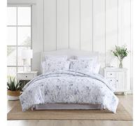 Laura Ashley Biancheria da letto reversibile in cotone con federe abbinate, decorazione per la casa della fattoria, blu Belinda, matrimoniale