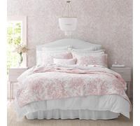 Laura Ashley Biancheria da letto reversibile in cotone con federe abbinate, leggera decorazione per la casa per tutte le stagioni, rosa Bedford, Queen