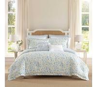 Laura Ashley Comforter, Soft Reversible Bedding Set, Includes Matching Bonus Euro Shams & Throw Pillows, Queen, Nora Blue/Yellow/Green/White