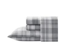 Laura Ashley Completo Lenzuola Flanella di Cotone Mulholland Plaid Grigio Matrimoniale