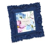 Laura Ashley Cornice in resina decorata a mano con cavalletto e gancio per esposizione da tavolo e parete, design floreale decorativo per la casa, galleria fotografica, arte e altro (10 x 10 cm, navy)